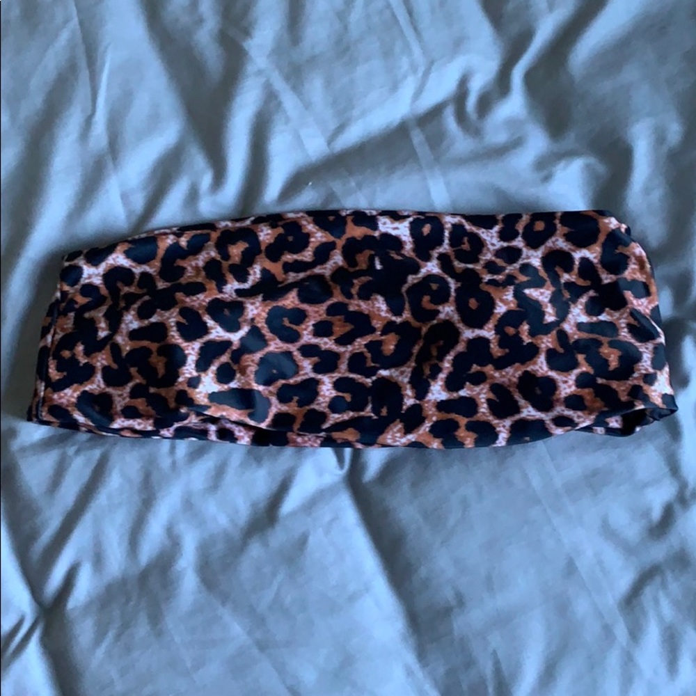 Bathing suit top - strapless leopard print - L